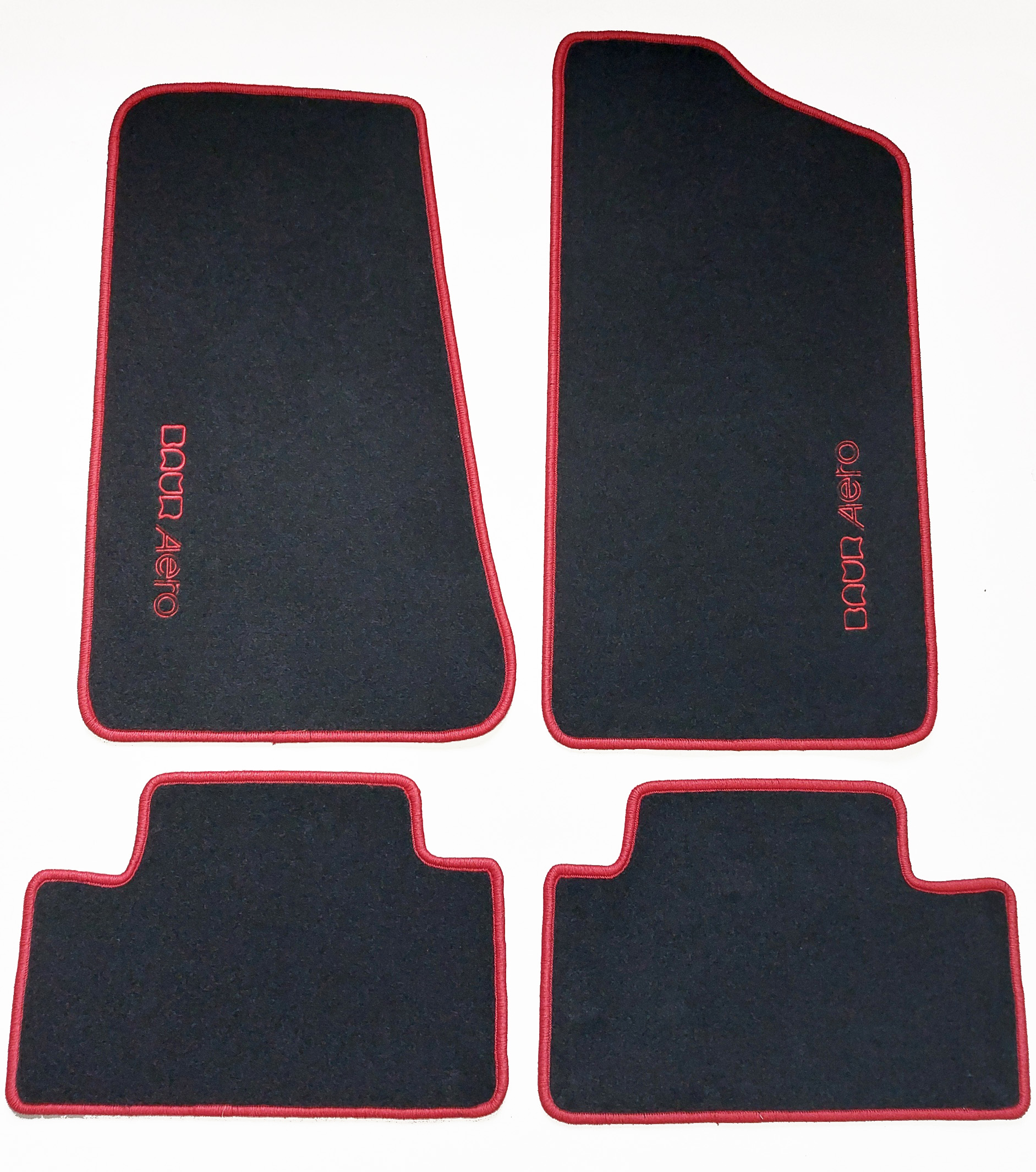 schwarze Velours Fußmatten mit STICK AERO seitlich in rot für Opel Kadett C kl.Tunnel schwarze Velours Fußmatten mit STICK AERO seitlich in rot für Opel Kadett C kl.Tunnel