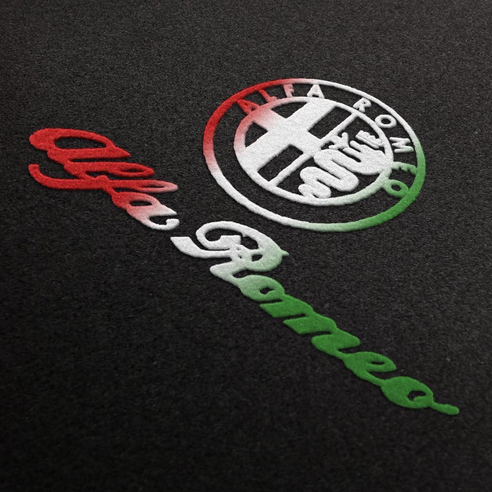 Velours Fußmatten Logo+Schrift Italia für Alfa Romeo 145 1994-2001 4-teilig