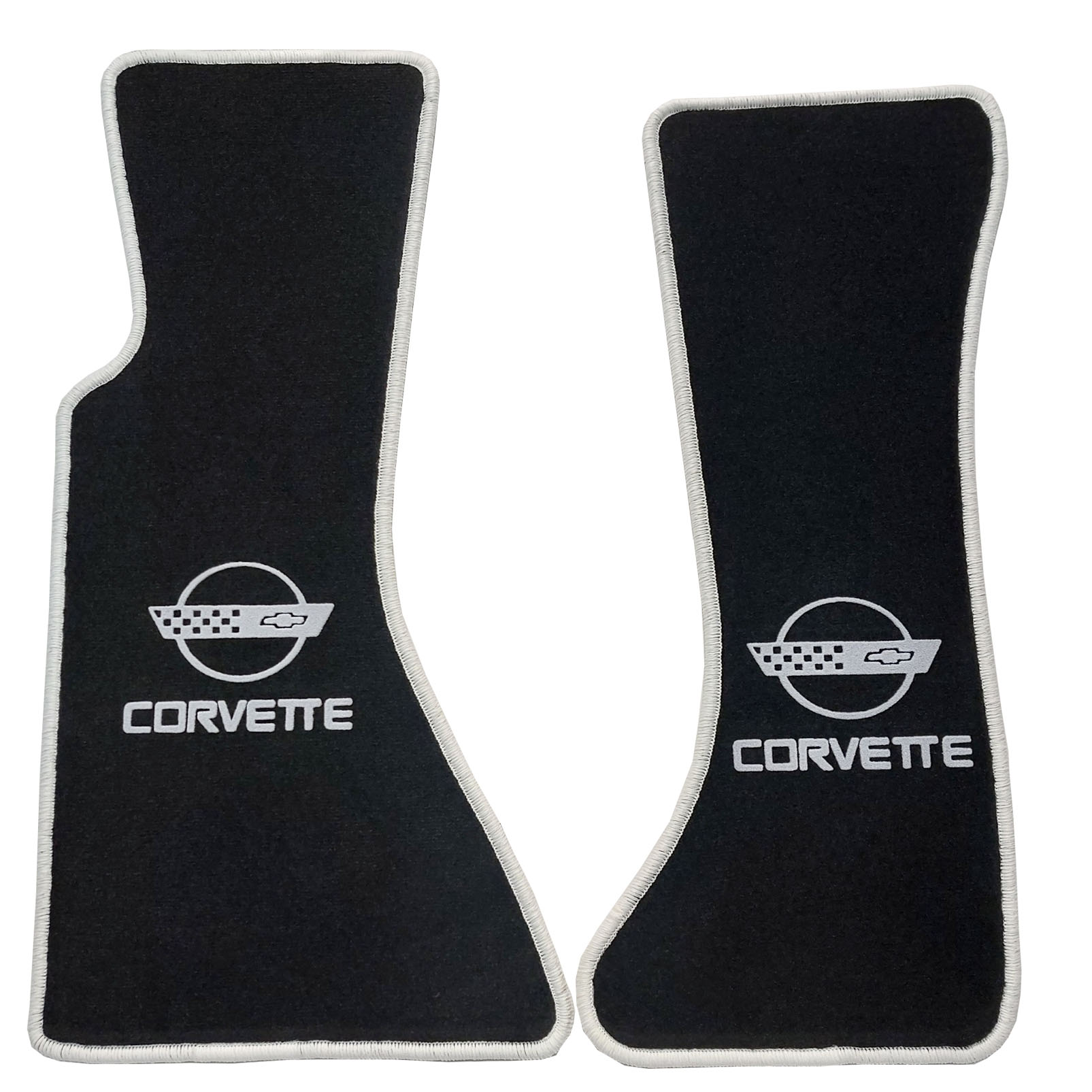 Velours Fußmatten mit Druck Corvette-Logo silbergrau für Chevrolet Corvette C4 1983-1996