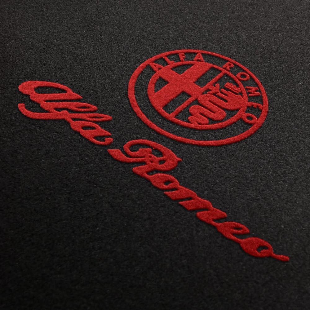 Velours Fußmatten Logo+Schrift in rot für Alfa Romeo 145 1994-2001 4-teilig