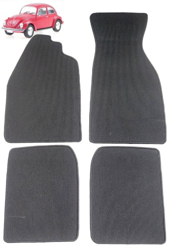 Oldtimer Fußmatten Schlingenmaterial schwarz passend für VW Käfer alle Modelle